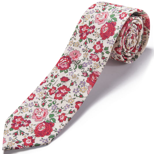 Barry. Wang Vintage Beige Rose Tie Mens 2.75" Premium Cotton Necktie for Wedding Groomsmen