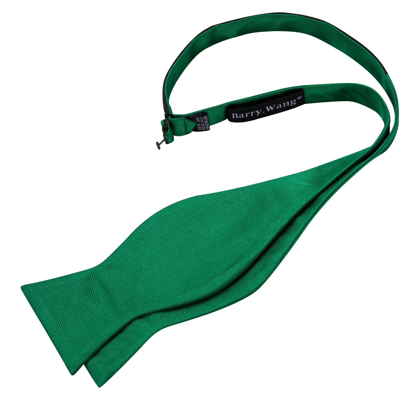 Barry Wang Self-Tied Bowtie Green Striped Mens Tie Hanky Cufflinks Set