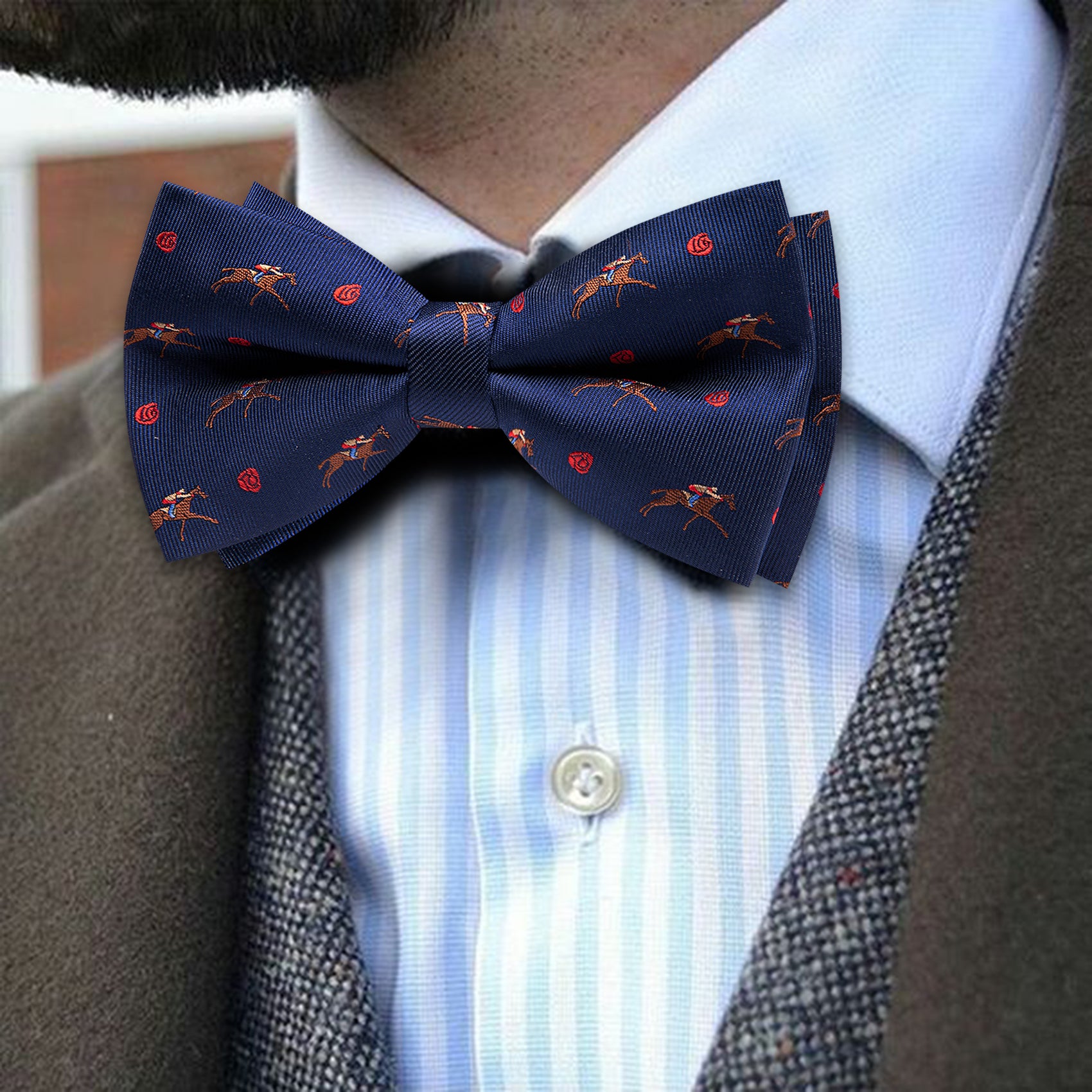 Barry. Wang Navy Bow Tie Hanky Cufflinks Set Floral Pre-tied Jacquard Bow Tie for Men