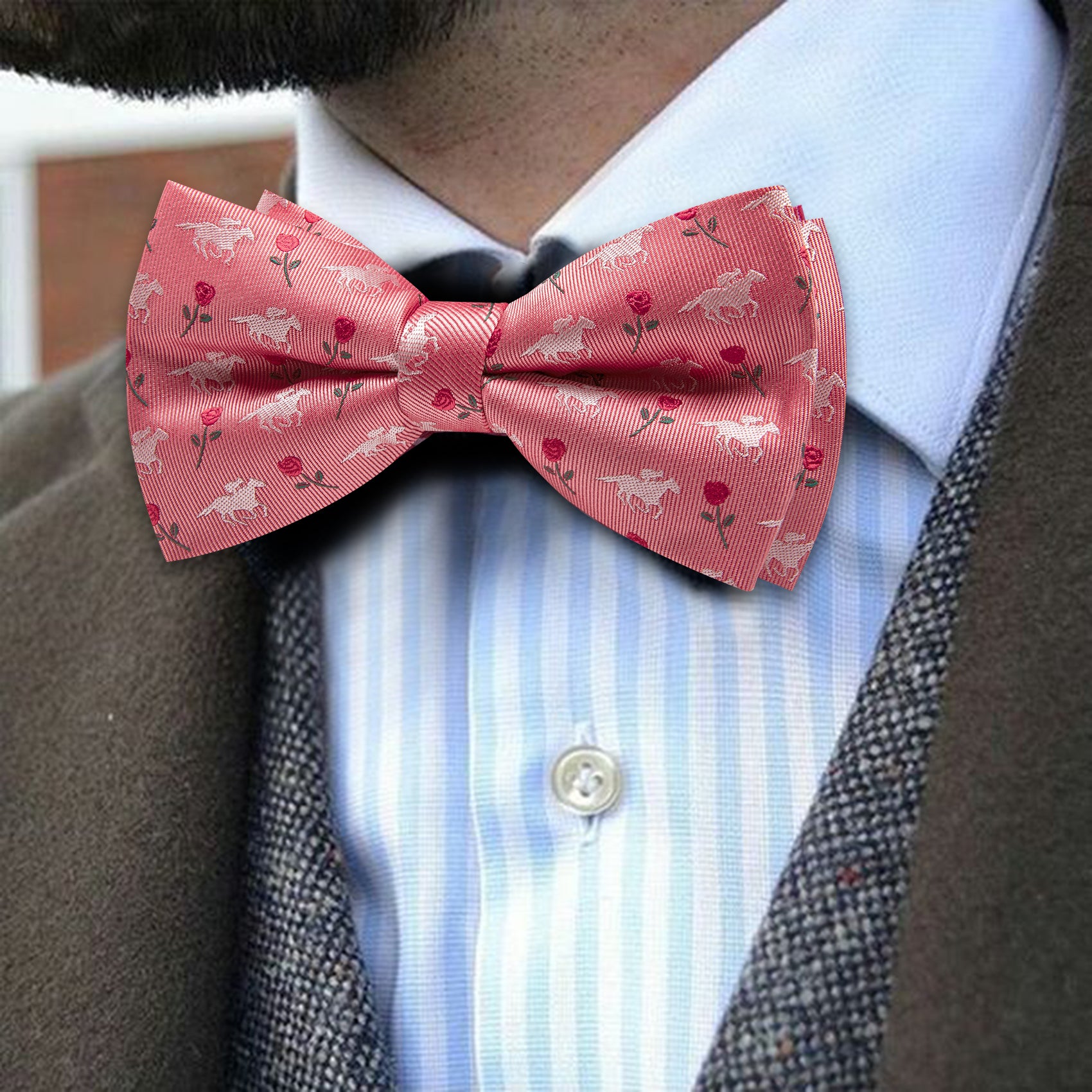 Barry. Wang Pink Bow Tie Hanky Cufflinks Set  Floral Pre-tied Jacquard Bow Tie for Men