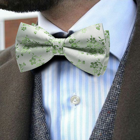 Barry. Wang Sage Green Bowtie Floral Pre-tied Silk Men's Tuxedo Bow Tie Hanky Cufflinks Set