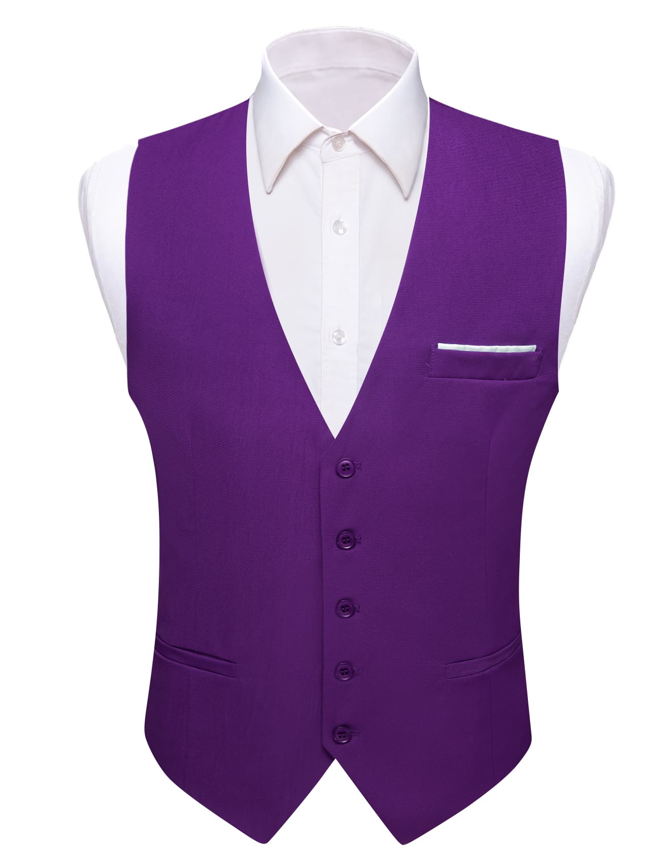 Barry. Wang Silk Purple Suit Vest for Men Solid V-neck Business Tuxedo Waistcoat