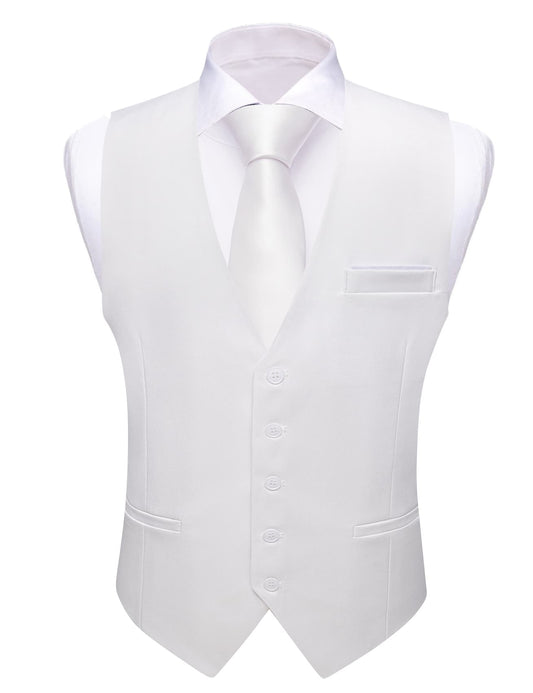 Barry. Wang Mens White Suit Vest Solid Formal Dress Waistcoat for Wedding
