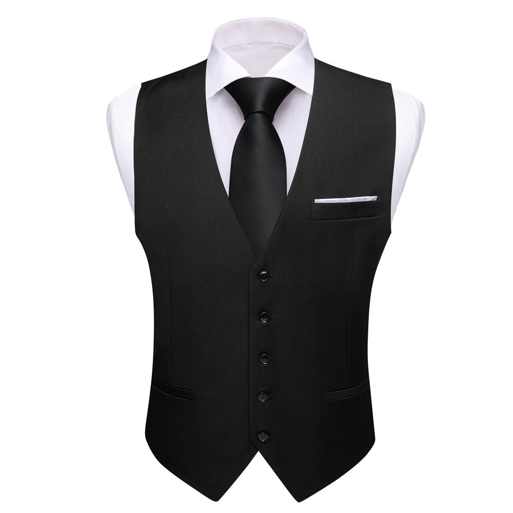 Barry. Wang Mens Black Suit Vest Solid Formal Wedding Dress Waistcoat, L Barry. Wang Mens Black Suit Vest Solid Formal Wedding Dress Waistcoat, L