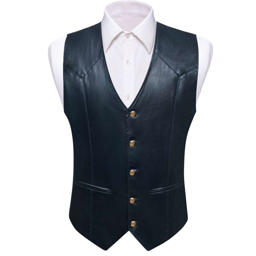 mens black leather dress vest Handmade Leather Dress Vest | Men's Black Gilet | Formal Wear | Business Attire | Genuine Sheepskin Leather | Gift for Him