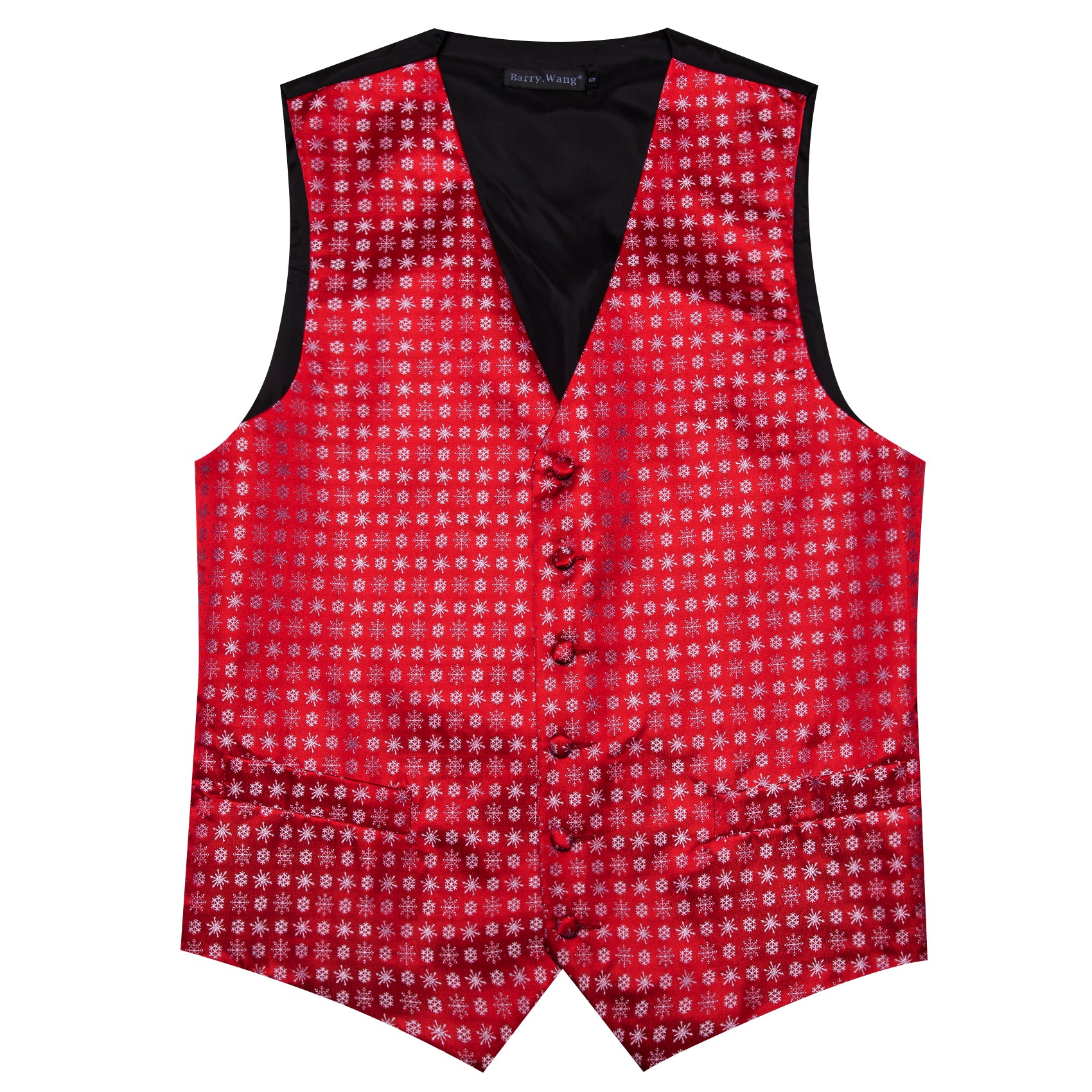 Barry. Wang Holiday Red Waistcoat Xmas Snowflake Tuxedo Vest Necktie Hanky Cufflinks Set