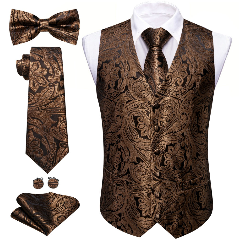 Barry Wang Brown Black Vest Set Mens Vest Top Suit Waistcoat Formal barry-wang-brown-black-vest-set-mens-vest-top-suit-waistcoat-formal
