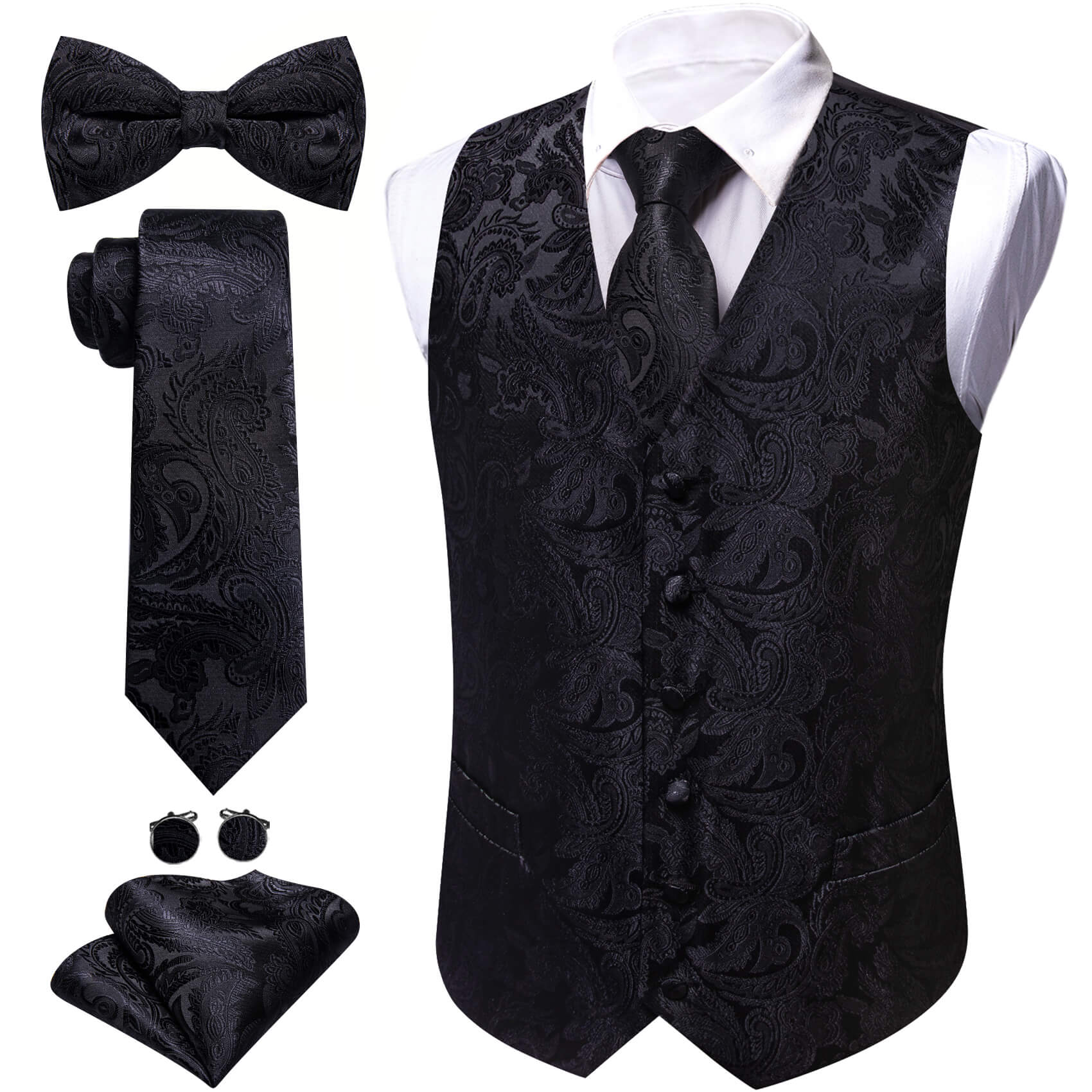 black suit vest
