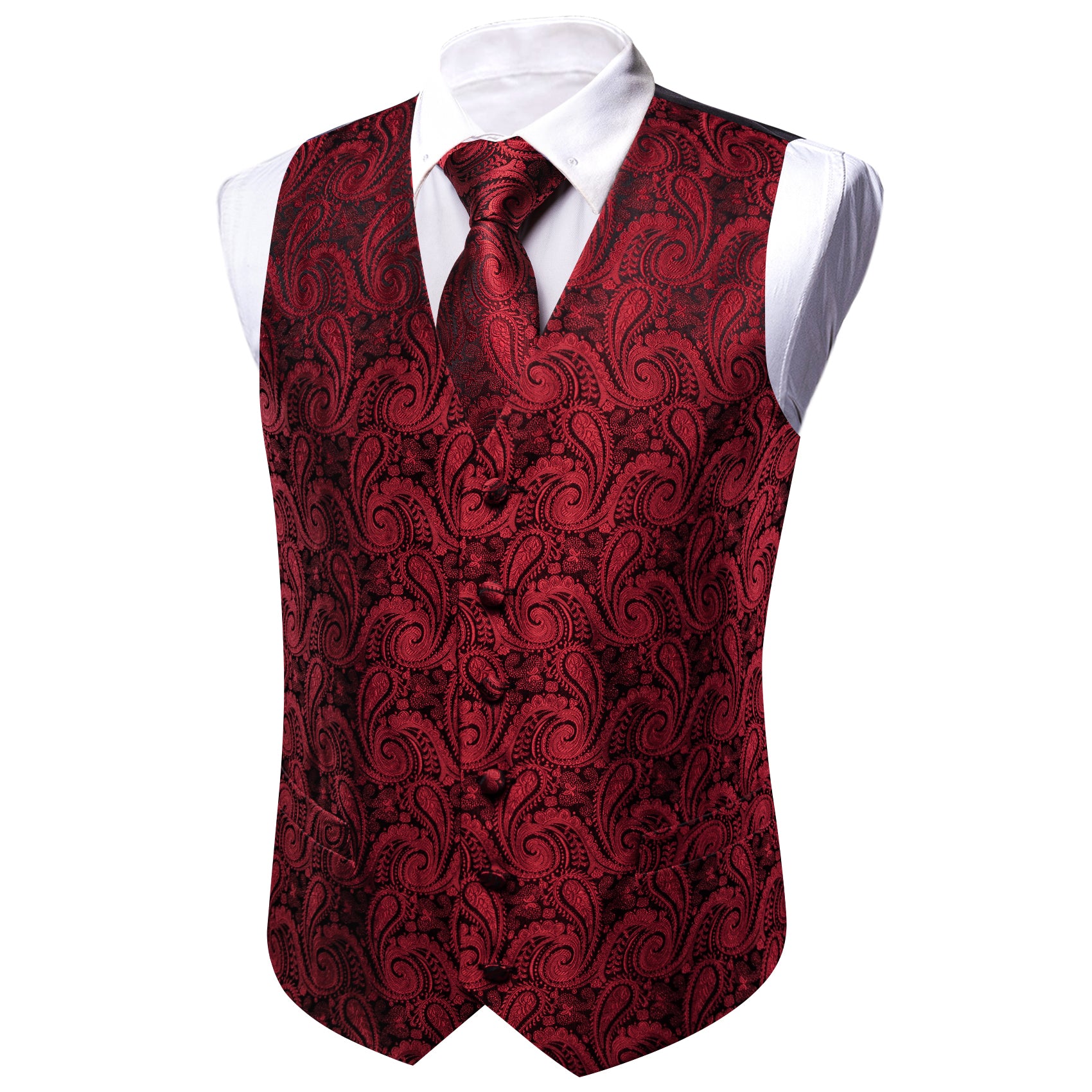 vest suit red
