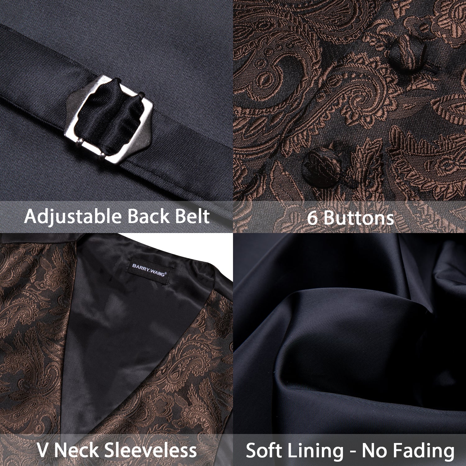 Brown Paisley Suit Vest For Man 