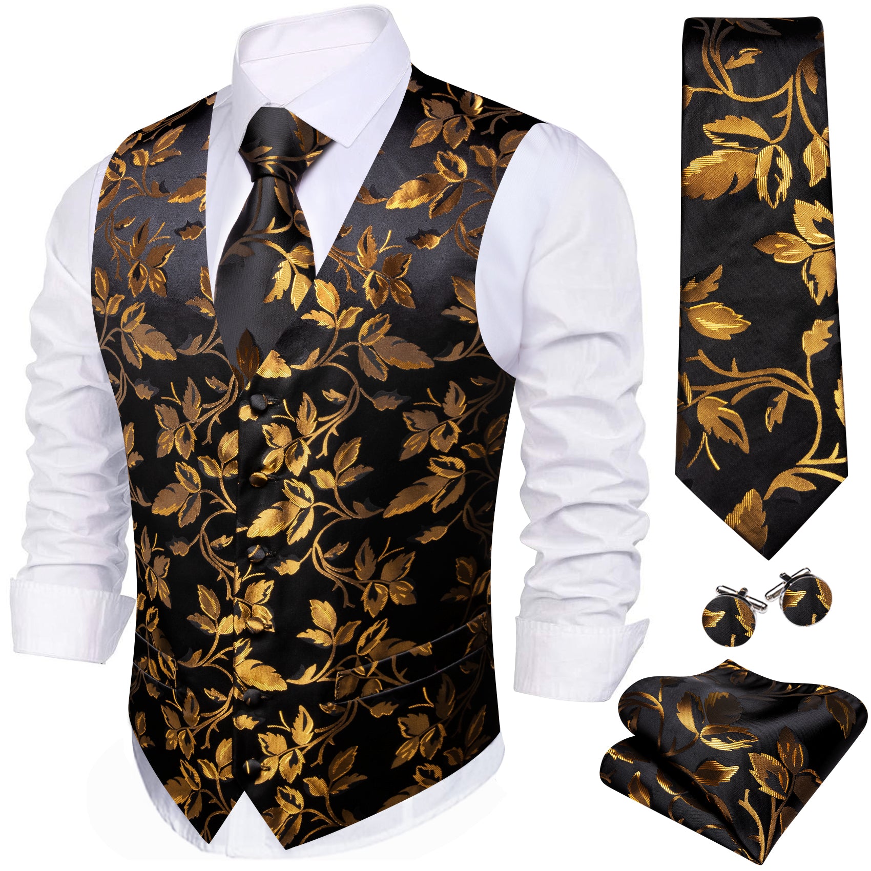 black and gold dress for men ZAPAKA Black and Gold Sequins Men's 2 Piece Prom Suits Jacquard Shawl Lapel Homecoming Suits, BlackGolden / L