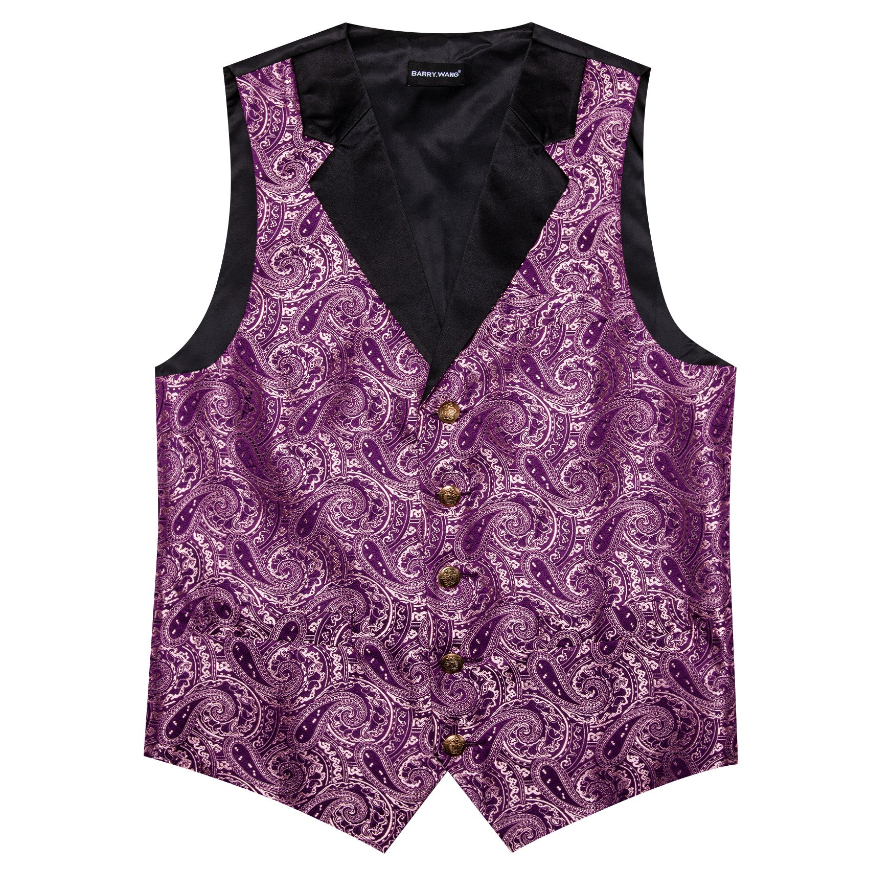 Barry. Wang Mens Paisley Suit Collar Vest Twilight Lavender Waistcoat Necktie Hanky Cufflinks Set