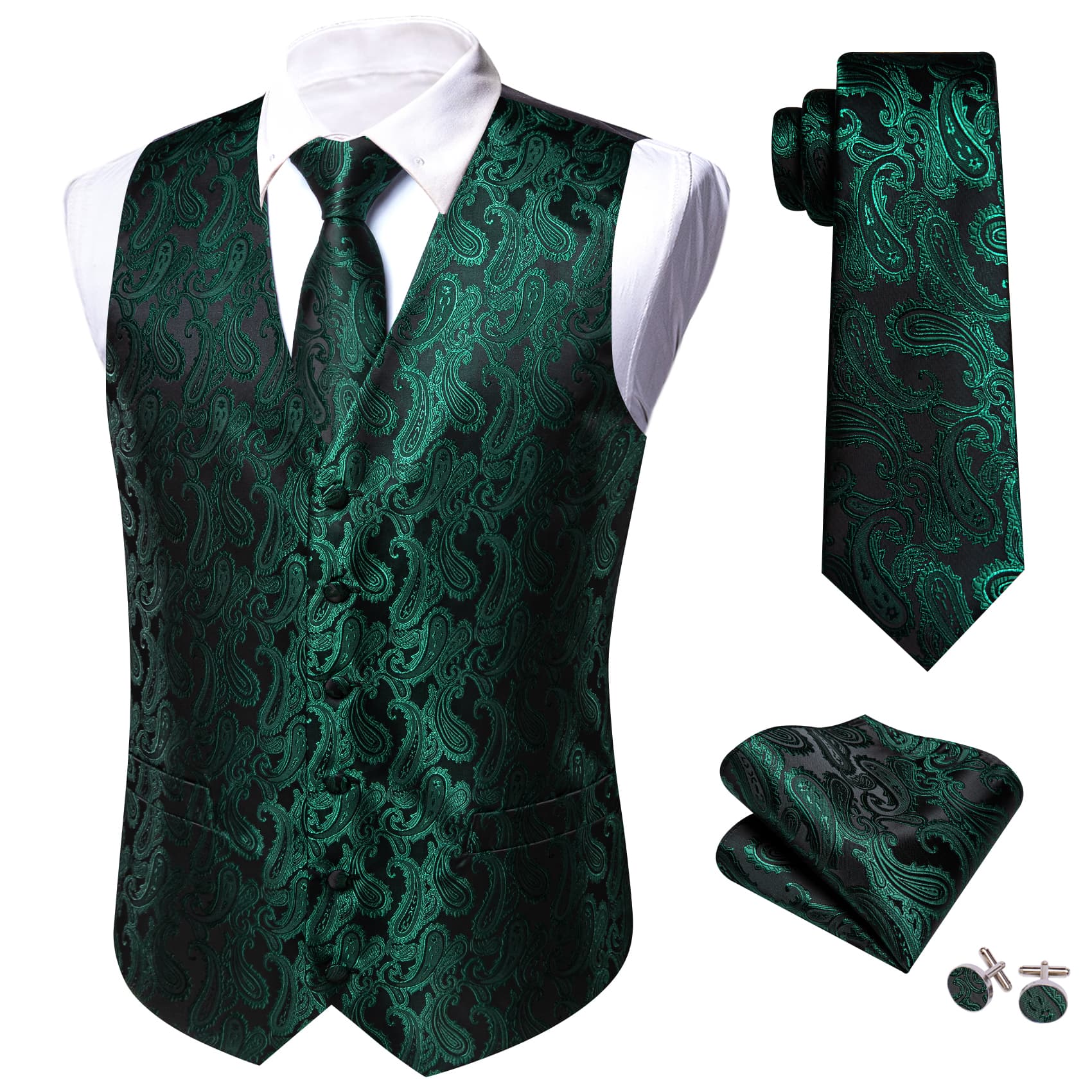 mens vest for wedding Dark Green waistcoat for men black suit forest green tux