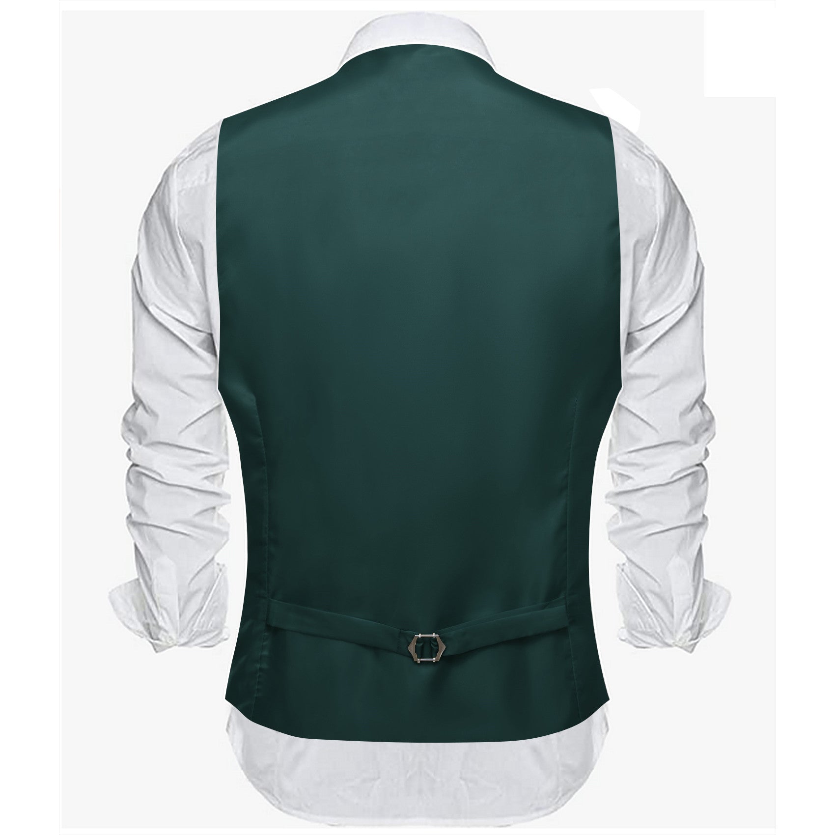 Barry. Wang Suit Vest Green Solid V-neck Formal Vest Tie Pocket Square Cufflinks Set