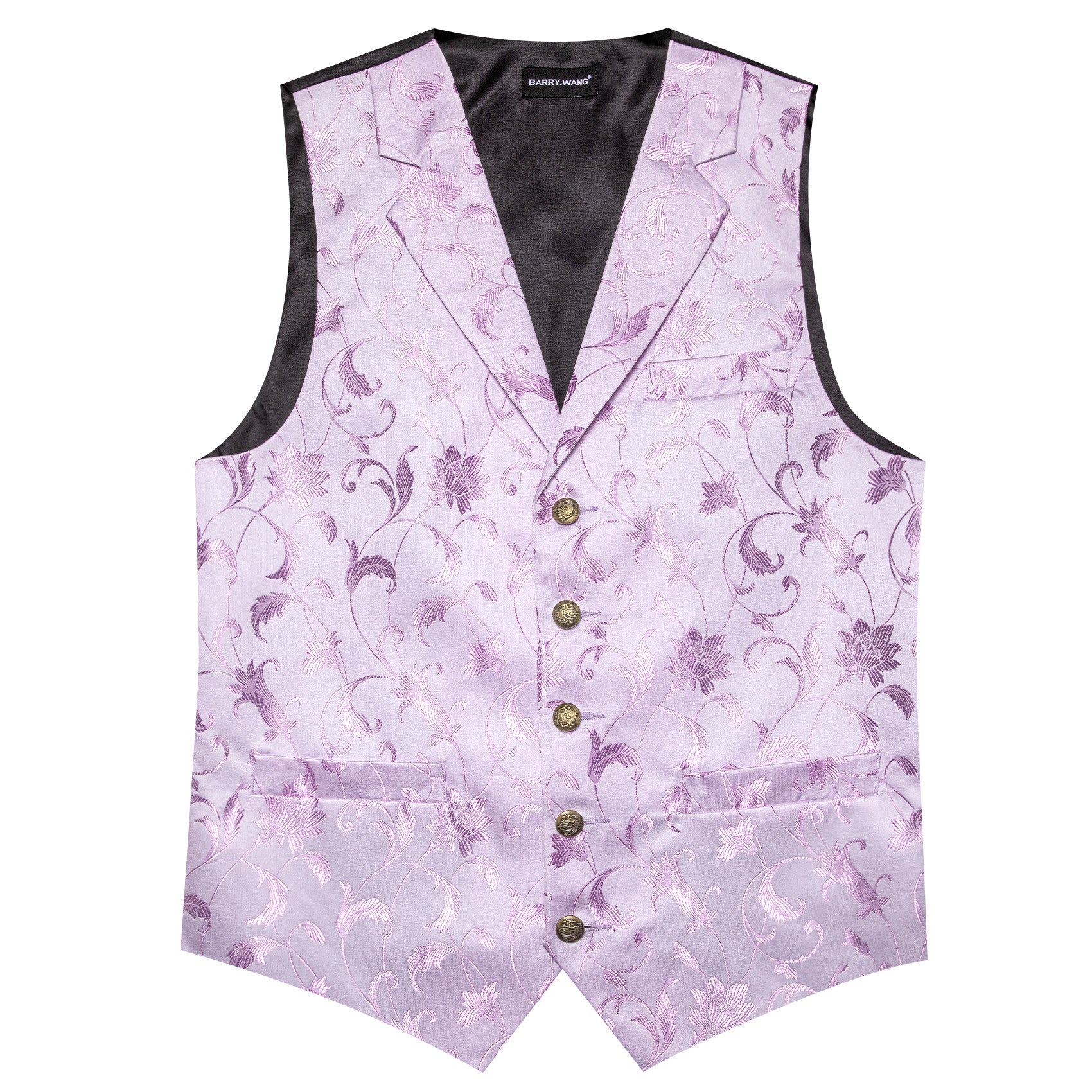 Barry. Wang Mens Lavender Floral Vest Silk Paisley Vest Bowtie Hanky Cufflinks Set