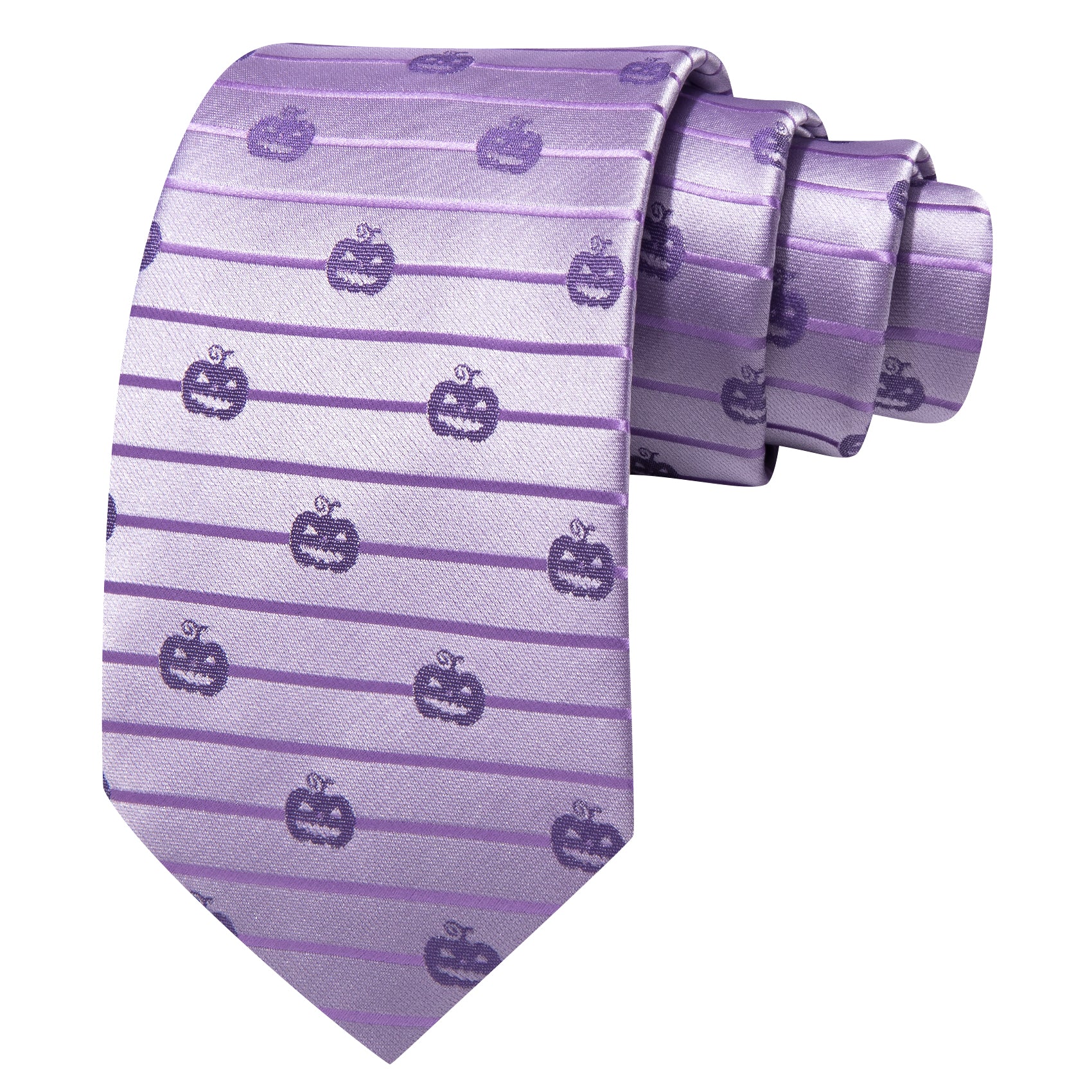 Barry. Wang Purple Necktie Halloween Pumpkin Silk Tie Pocket Square Cufflinks Set for Men