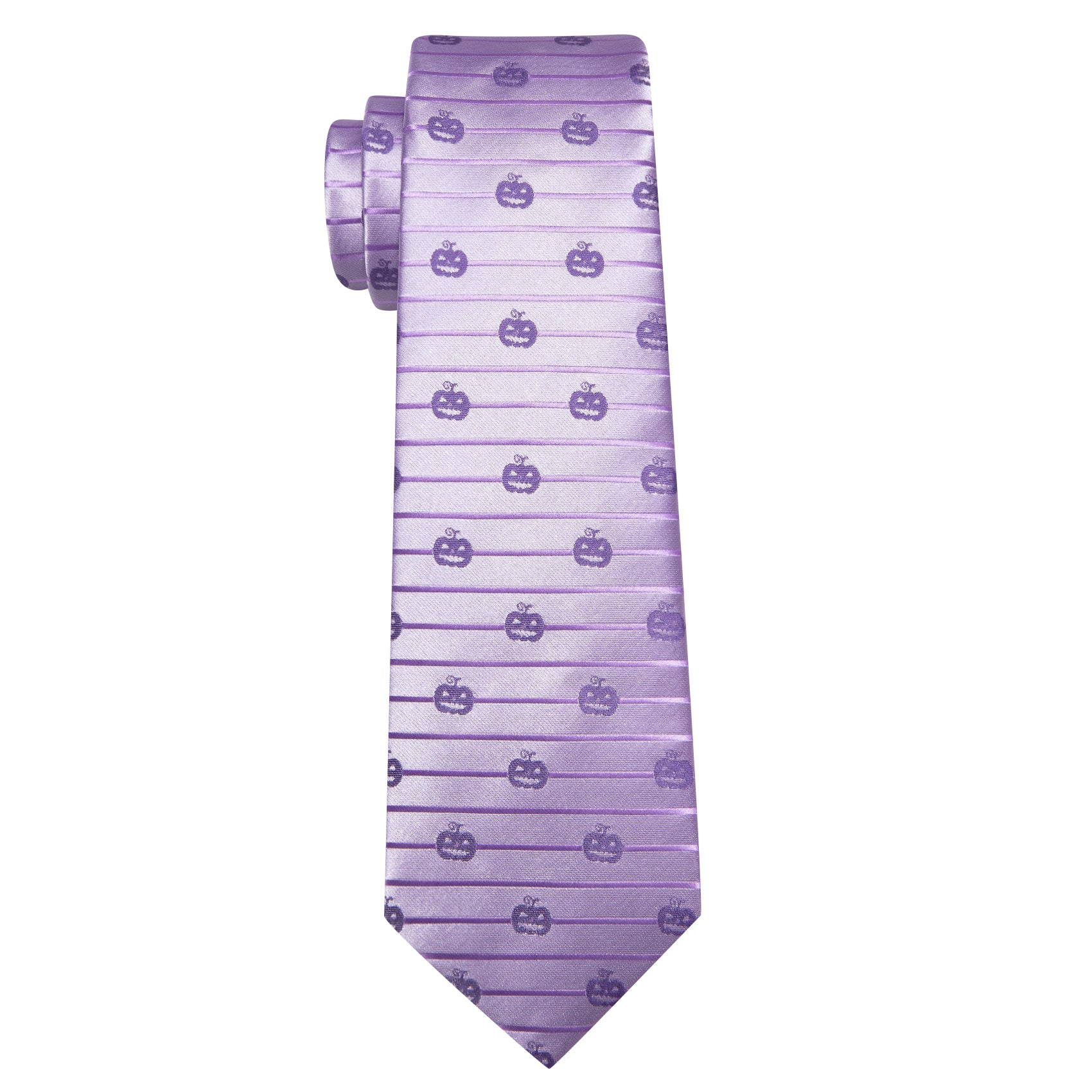 Barry. Wang Purple Necktie Halloween Pumpkin Silk Tie Pocket Square Cufflinks Set for Men