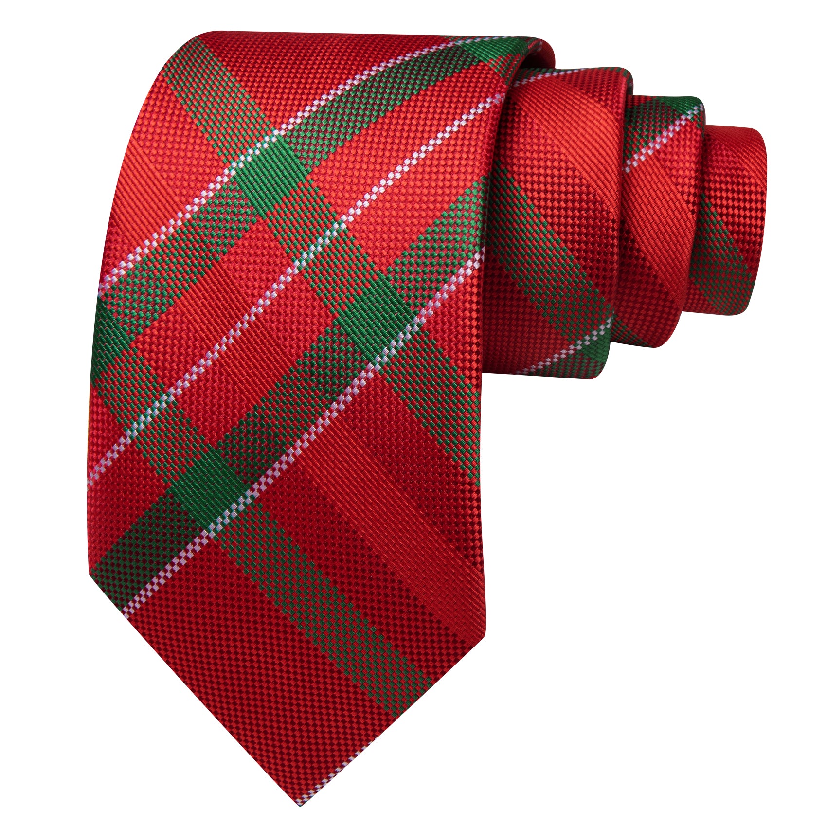 Barry. Wang Holiday Plaid Tie Novelty Red Green Mens Necktie Hanky Cufflinks Set
