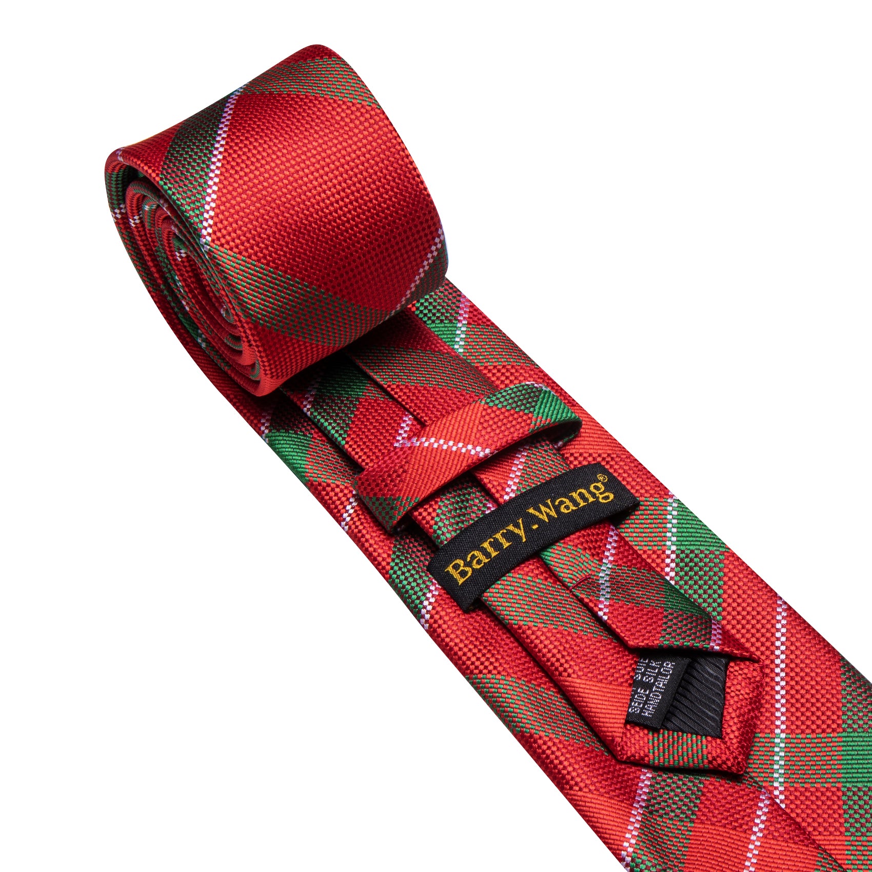 Barry. Wang Holiday Plaid Tie Novelty Red Green Mens Necktie Hanky Cufflinks Set