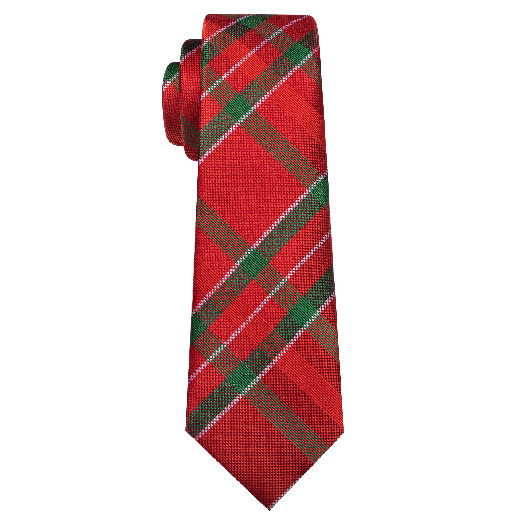 Barry. Wang Holiday Plaid Tie Novelty Red Green Mens Necktie Hanky Cufflinks Set