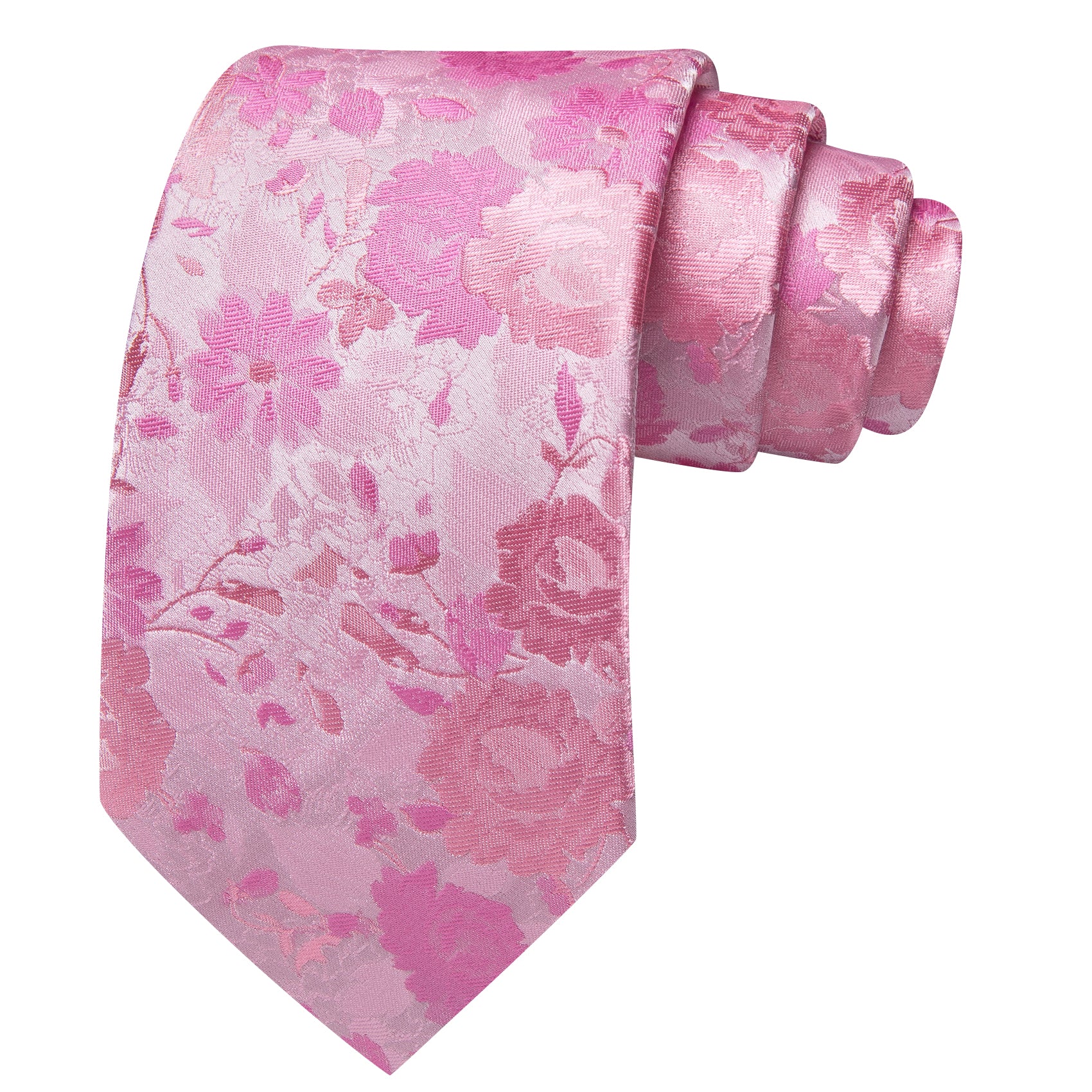 Barry. Wang Pink Floral  Silk Men's Tie Handkerchief Cufflinks Set