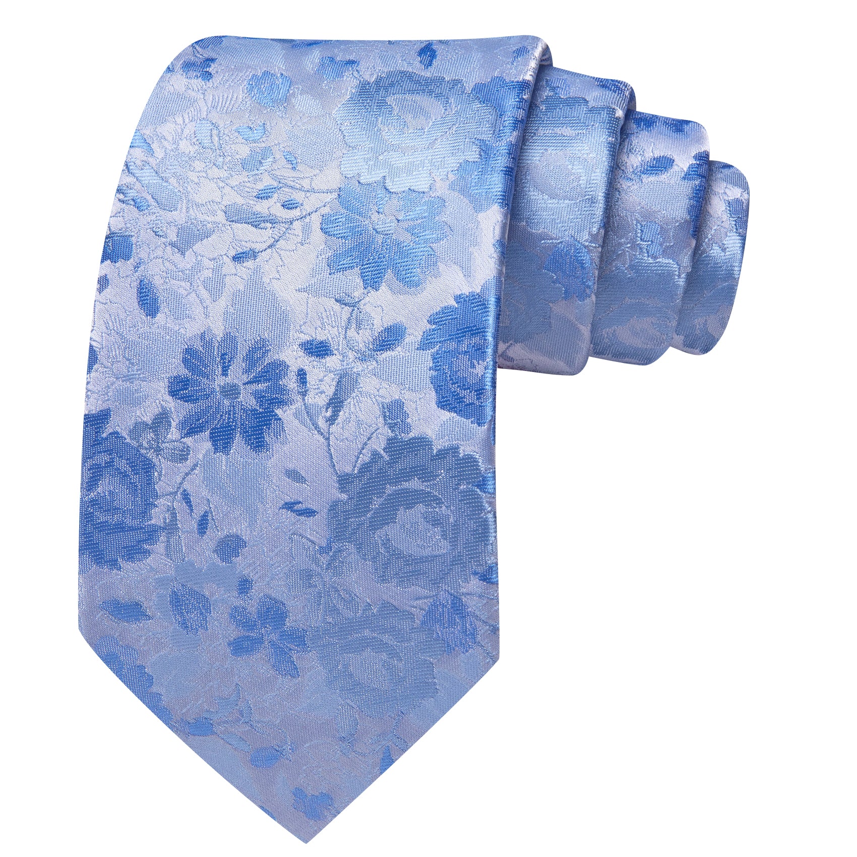 Barry. Wang Carolina Blue Floral  Silk Men's Tie Handkerchief Cufflinks Set