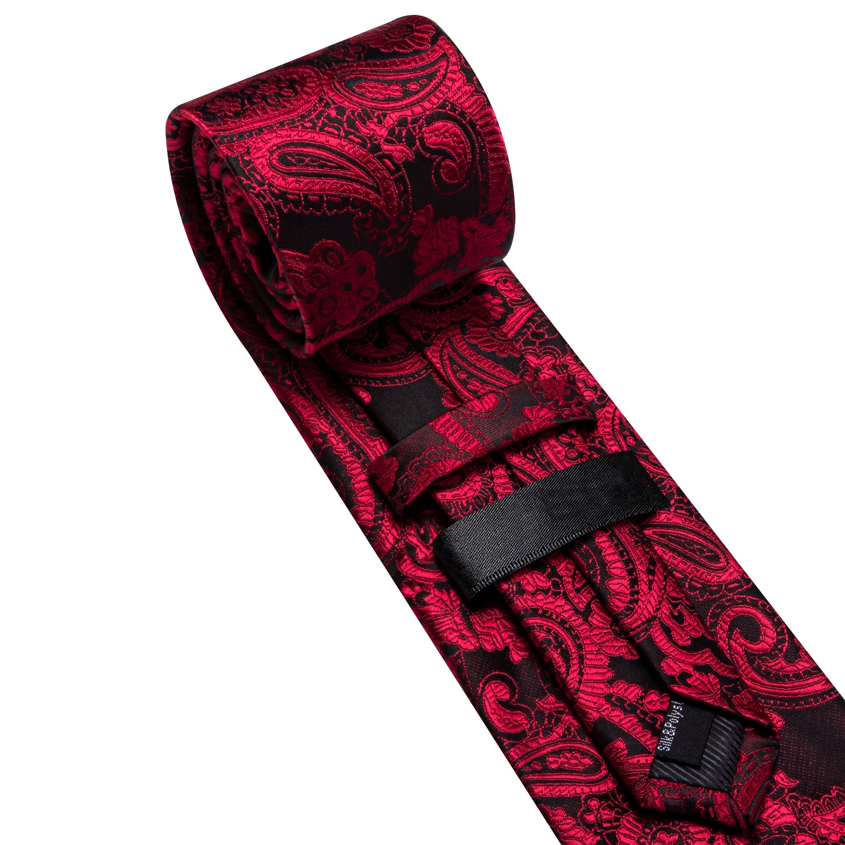 Barry. Wang Red Necktie Paisley Silk Tie Pocket Square Cufflinks Set for Men