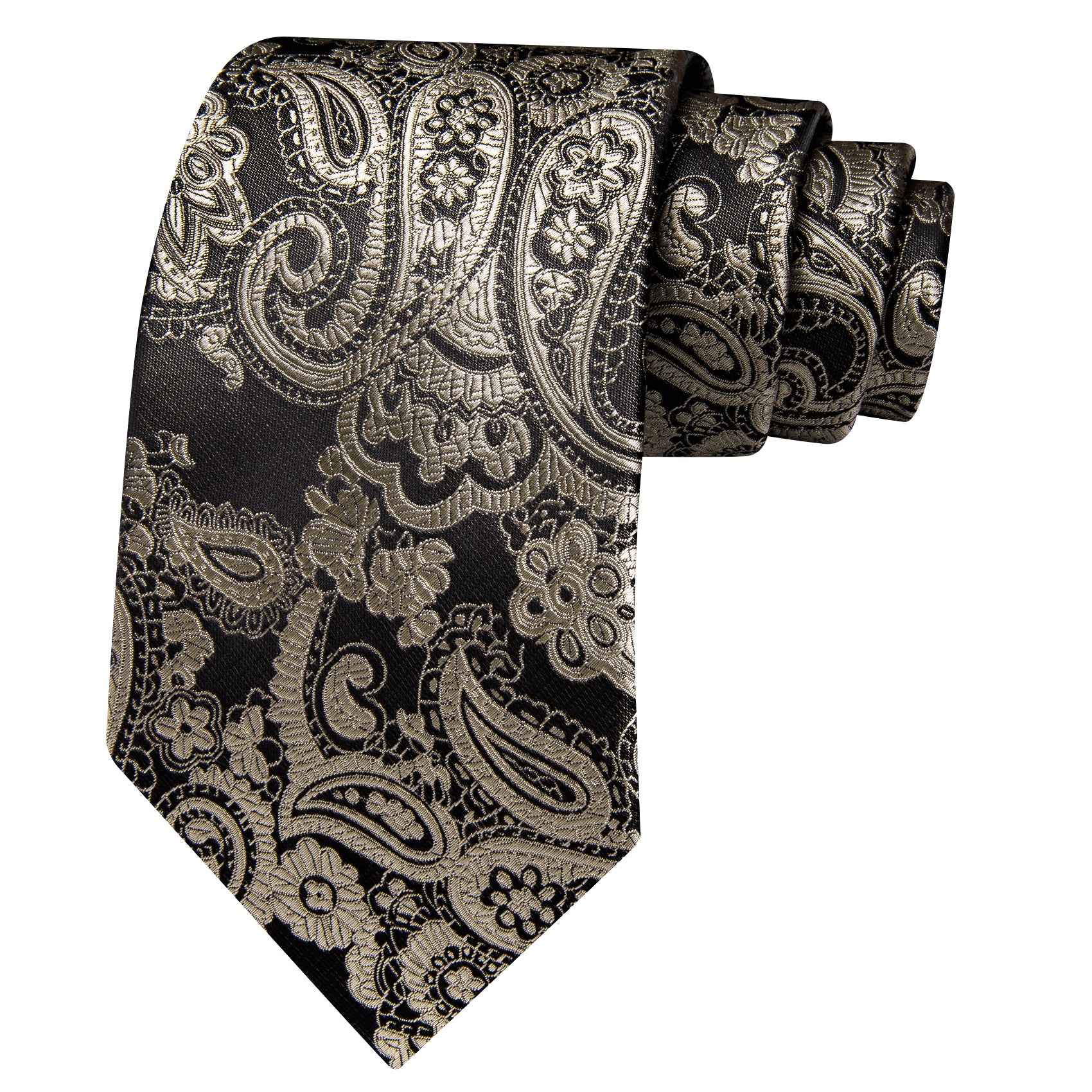 Barry. Wang Taupe Brown Paisley Tie Pocket Square Cufflinks Set Silk Mens Ties