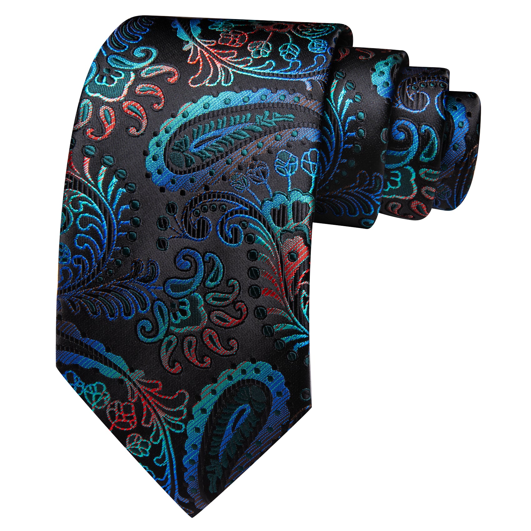 Barry. Wang Blue Red Paisley Tie Handkerchief Cufflinks Set for Men