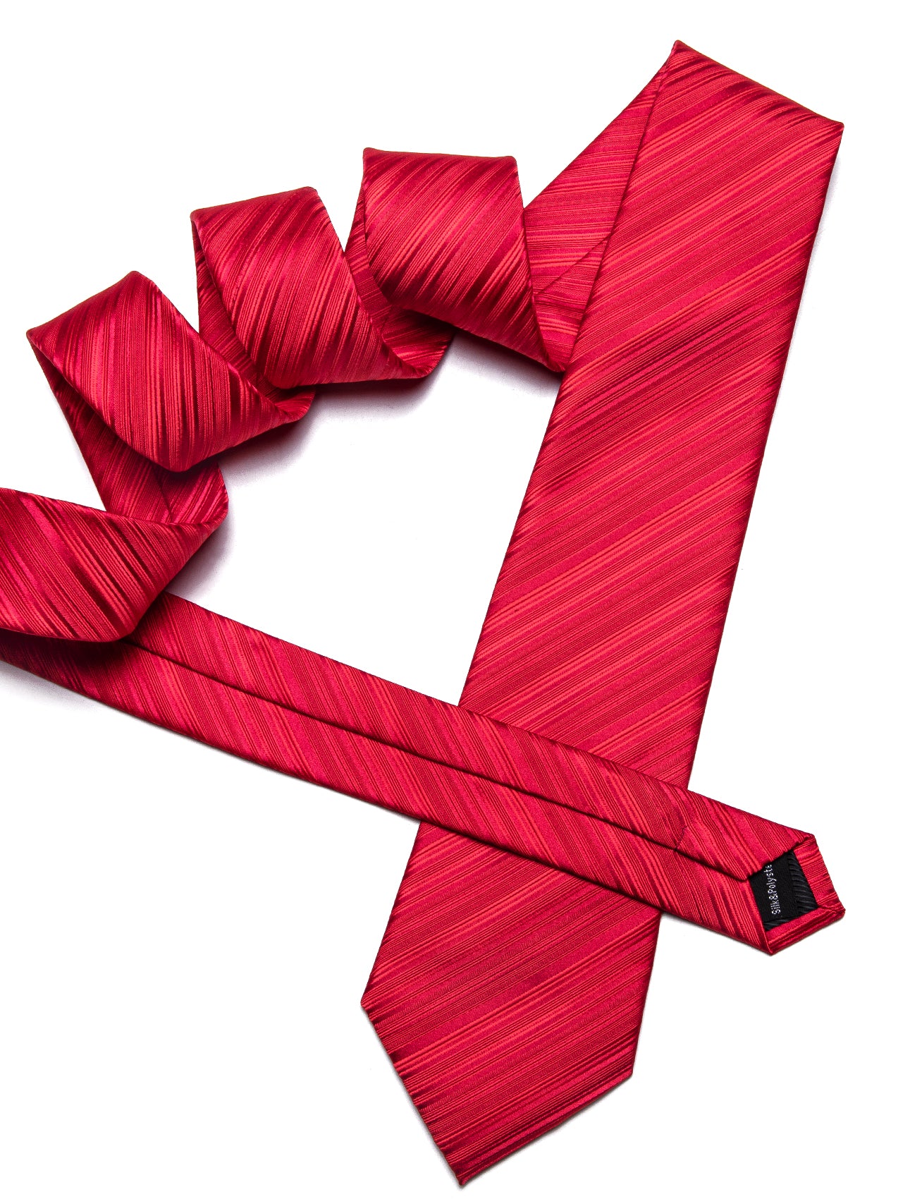 Barry. Wang Red Striped Tie Handkerchief Cufflinks Set for Men