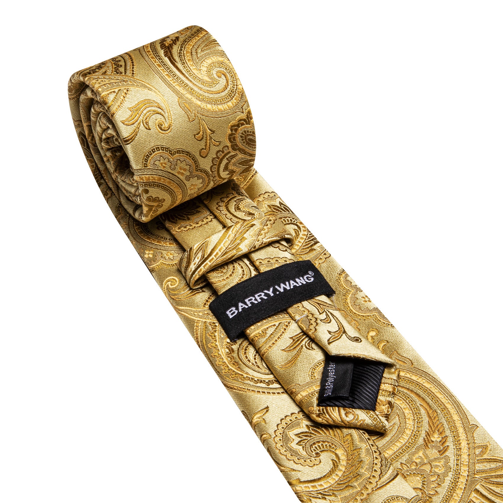 Barry. Wang Mens Paisley Tie Silk Gold Necktie Hanky Cufflinks Set