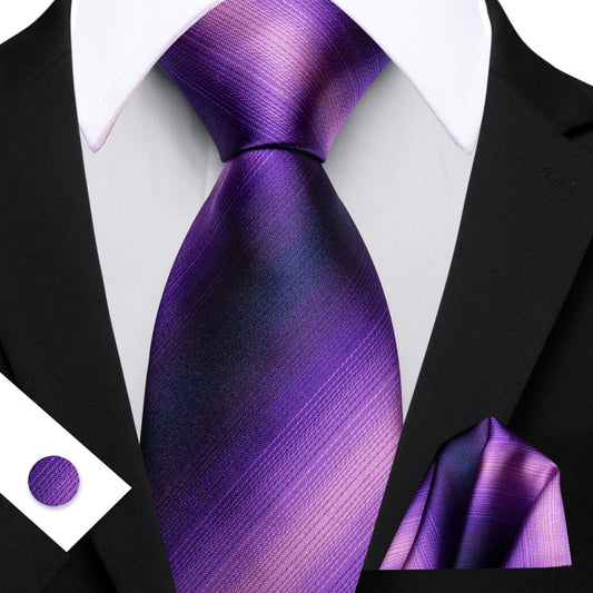 Barry. Wang Striped Tie Royal Purple Mens Work Tie Pocket Square Cufflinks Set