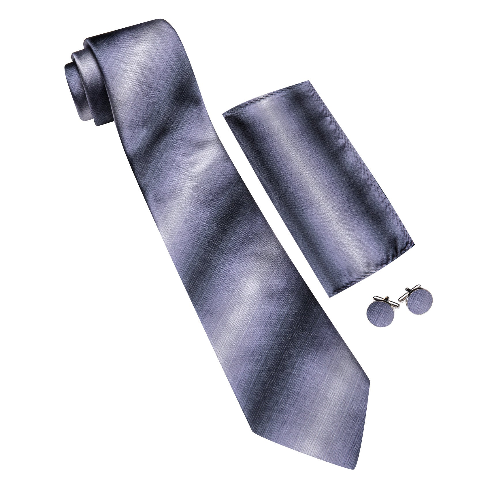 Barry. Wang Striped Tie Grey Mens Business Work Tie Pocket Square Cufflinks Set