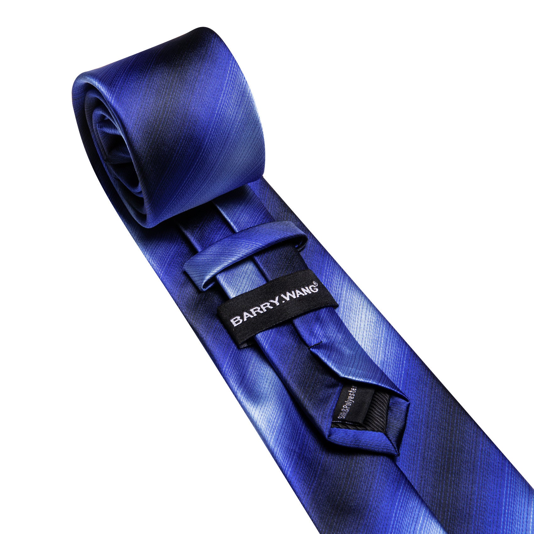 Barry.Wang Stripe Ties Royal Blue Silk Classic Necktie Pocket Square Cufflinks Set
