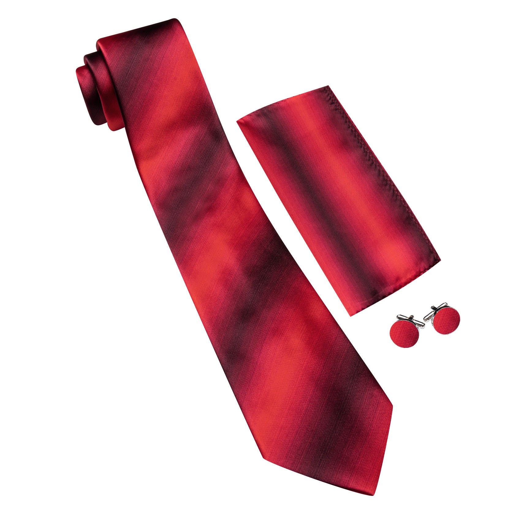 Barry. Wang Burgundy Tie Striped Silk Necktie Pocket Square Cufflinks Set