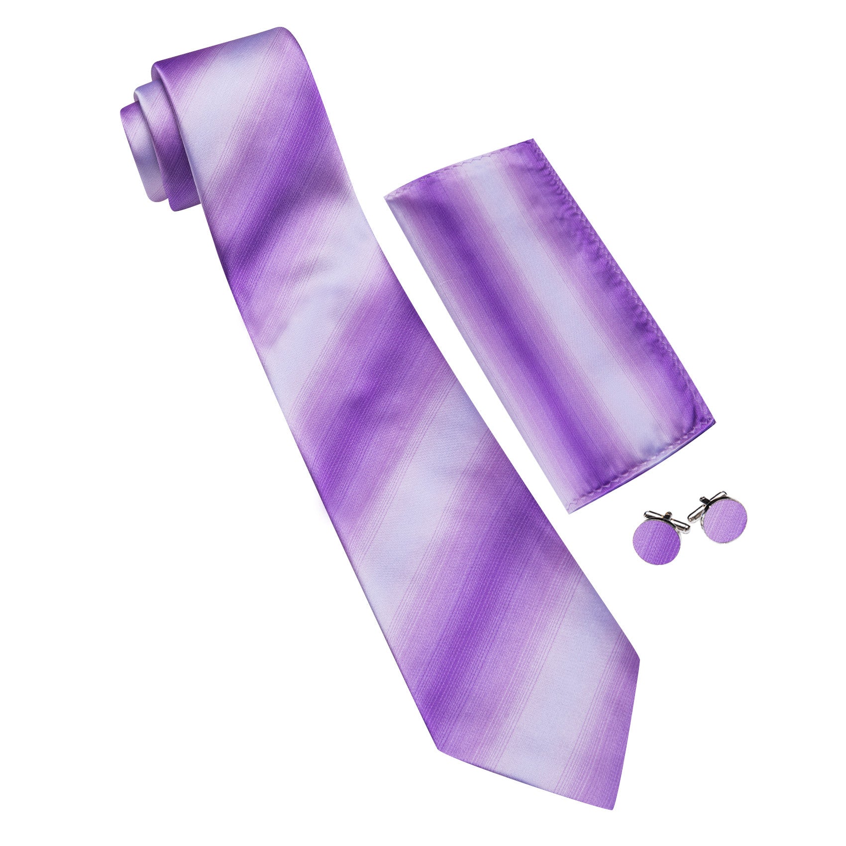 Barry. Wang Lavender Striped Silk Mens Tie Hanky Cufflinks Set