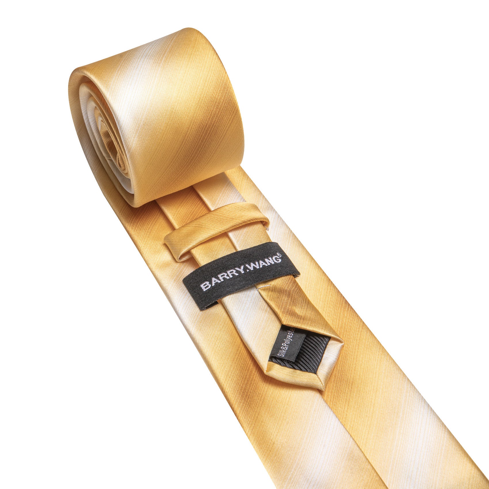 Barry. Wang Light Yellow Necktie Striped Tie Hanky Cufflinks Set