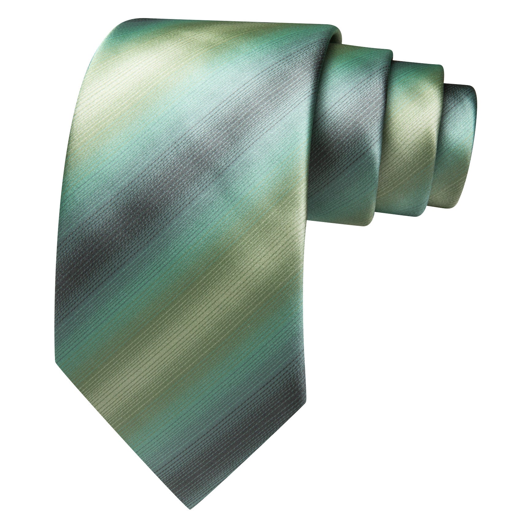 Barry. Wang Sage Green Tie Striped Silk Necktie Pocket Square Cufflinks Set