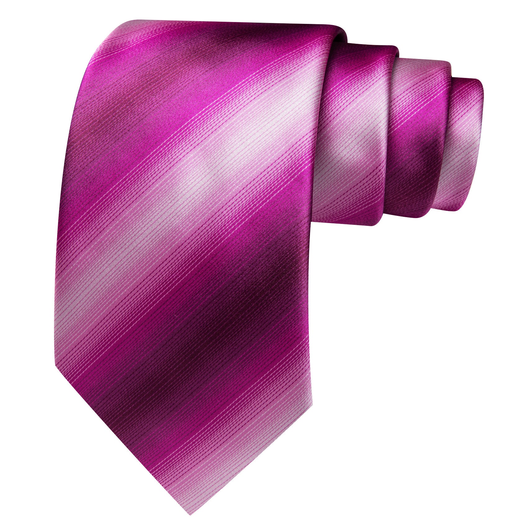 Barry. Wang Deep Hot Pink Tie Striped Silk Mens Tie Pocket Square Cufflinks Set