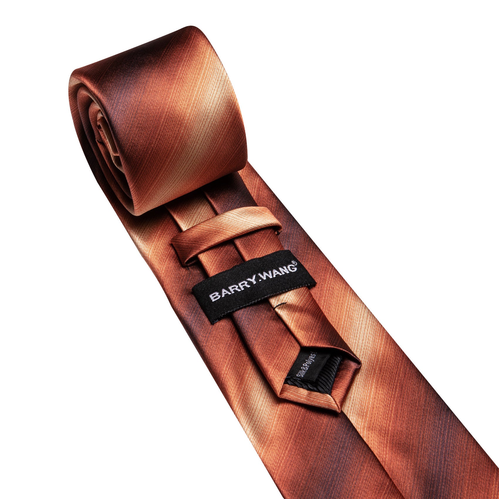 Barry. Wang Rust Striped Tie Mens Silk Tie Pocket Square Cufflinks Set