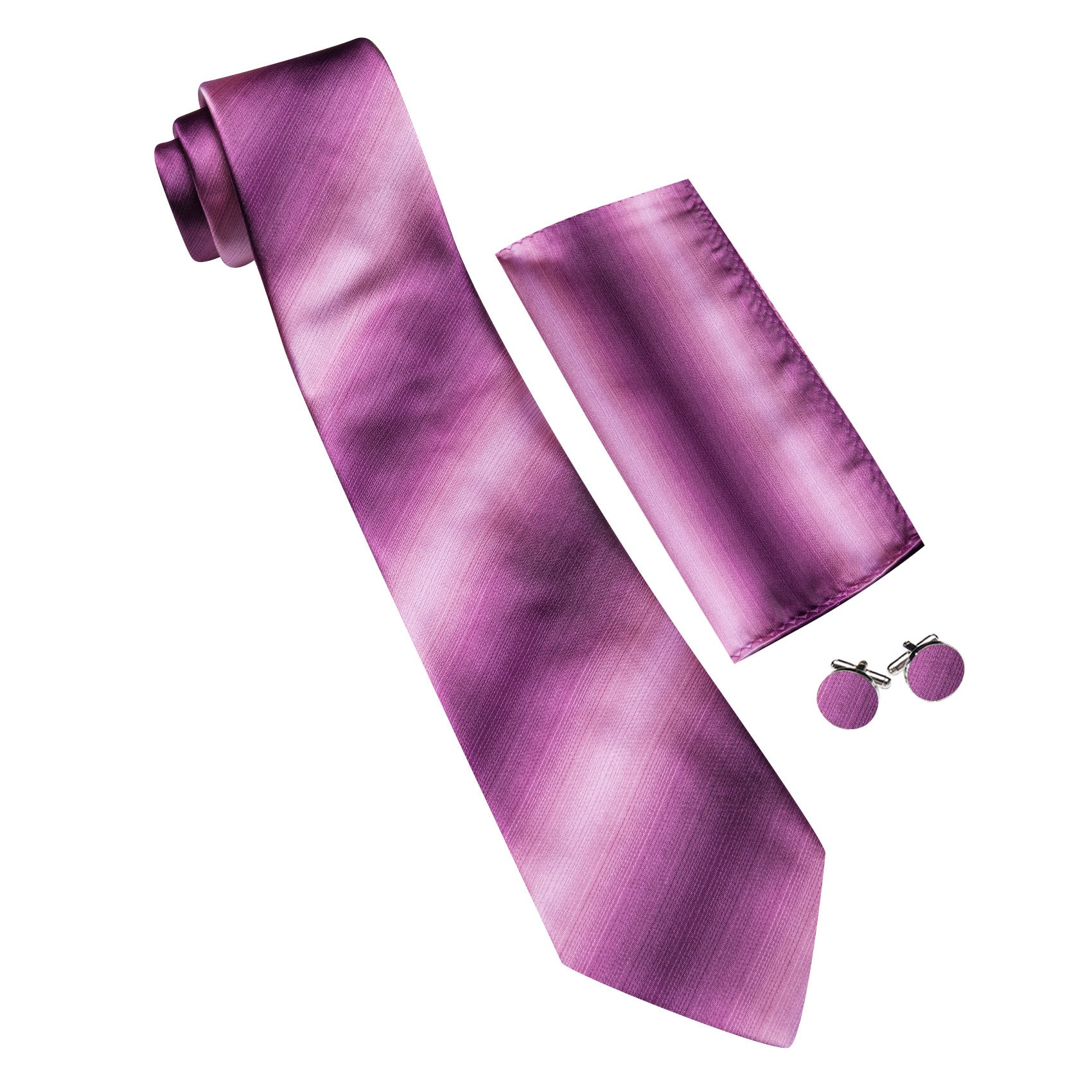 Barry. Wang Raspberry Striped Tie Mens Silk Tie Pocket Square Cufflinks Set