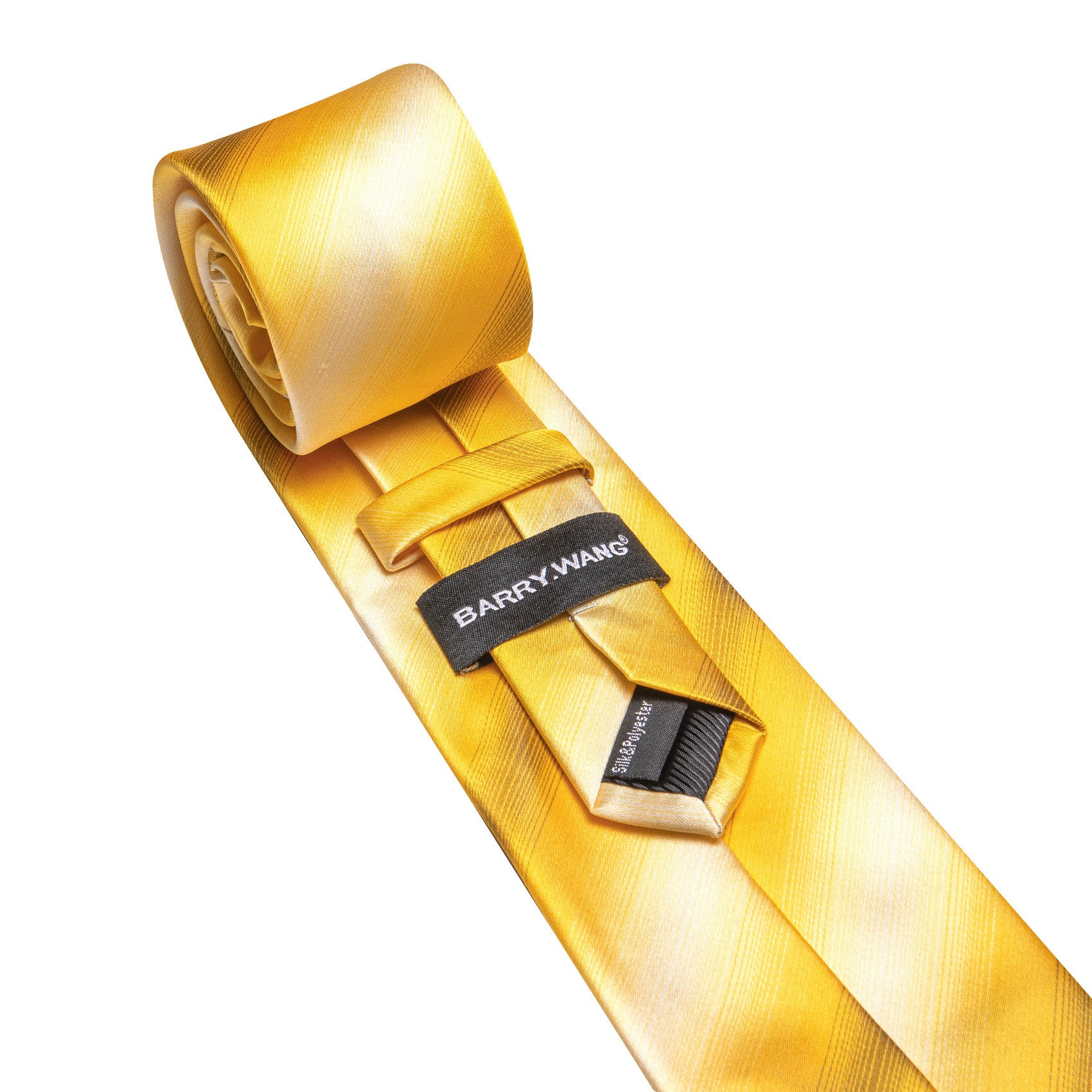 Barry. Wang Mens Tie Silk Mustard Yellow Striped Necktie Hanky Cufflinks Set