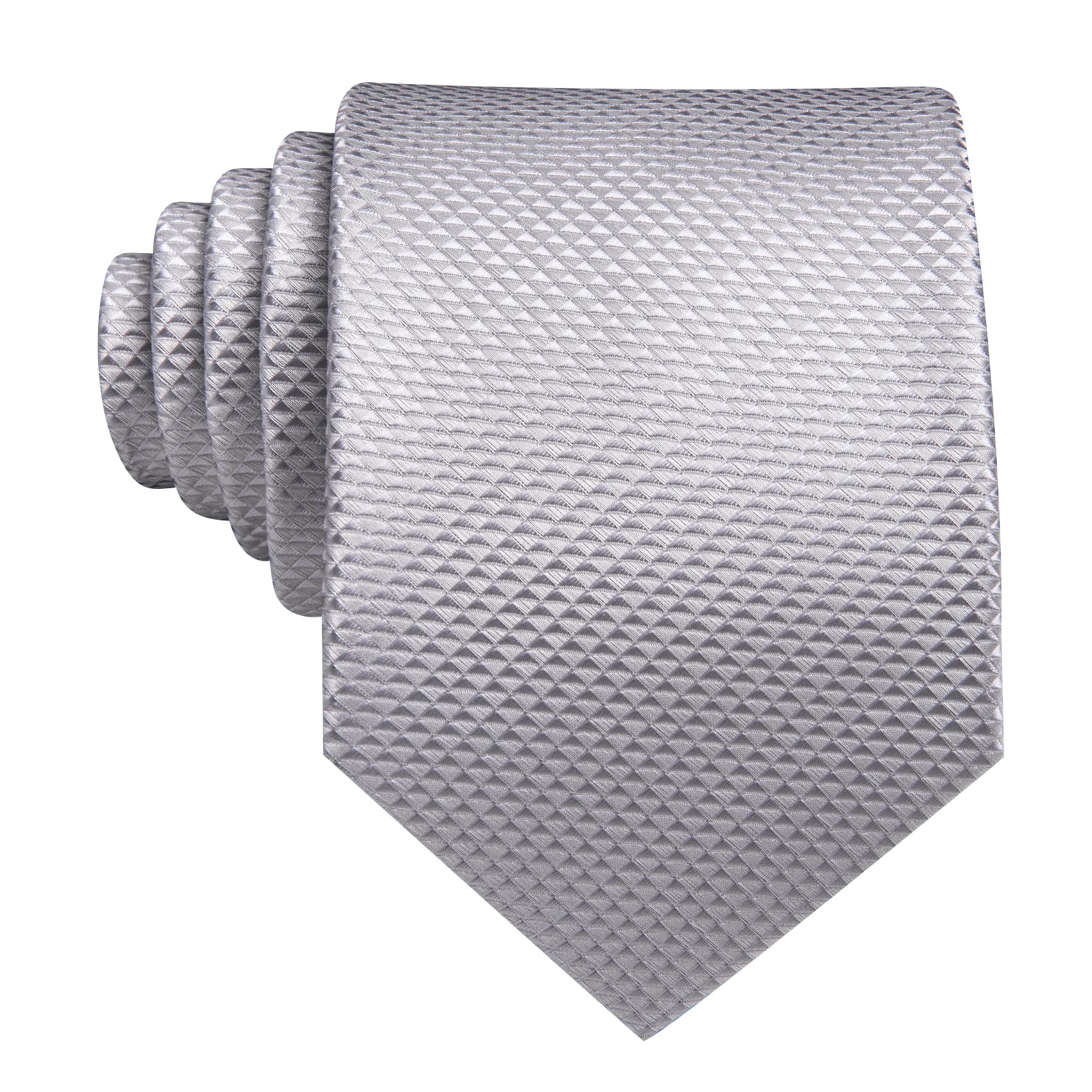 Silver Grey Necktie Jacquard Geometric Silk Men Wedding Tie