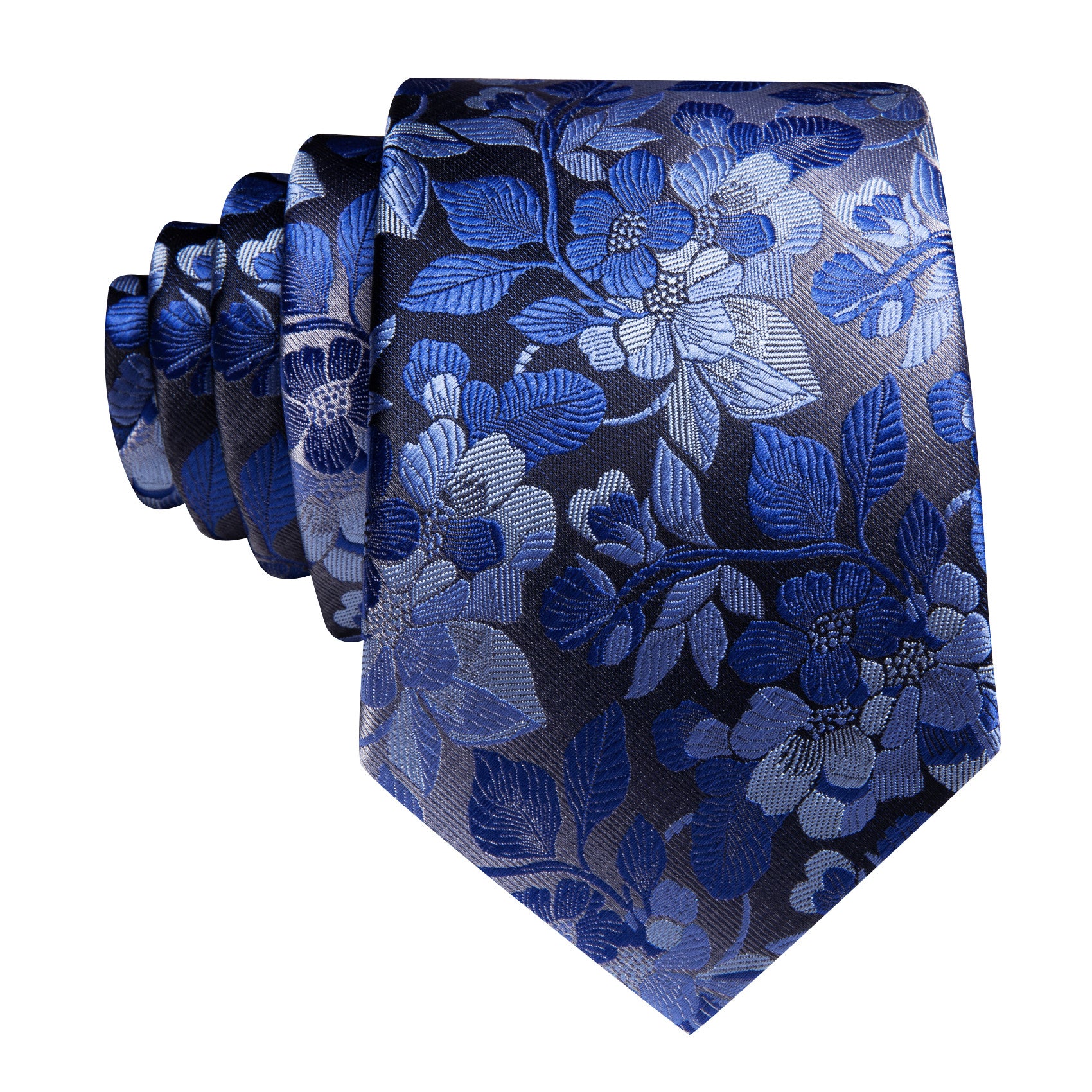 Barry. Wang Floral Necktie Royal Blue Silk Tie Pocket Square Cufflinks Set