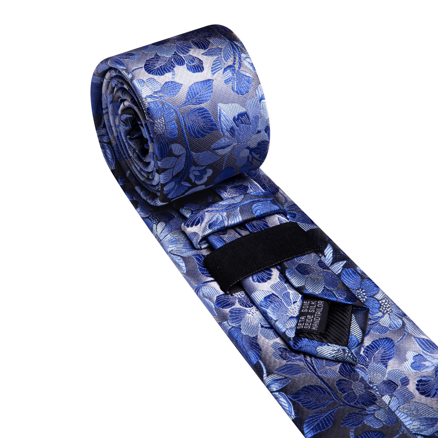 Barry. Wang Floral Necktie Royal Blue Silk Tie Pocket Square Cufflinks Set