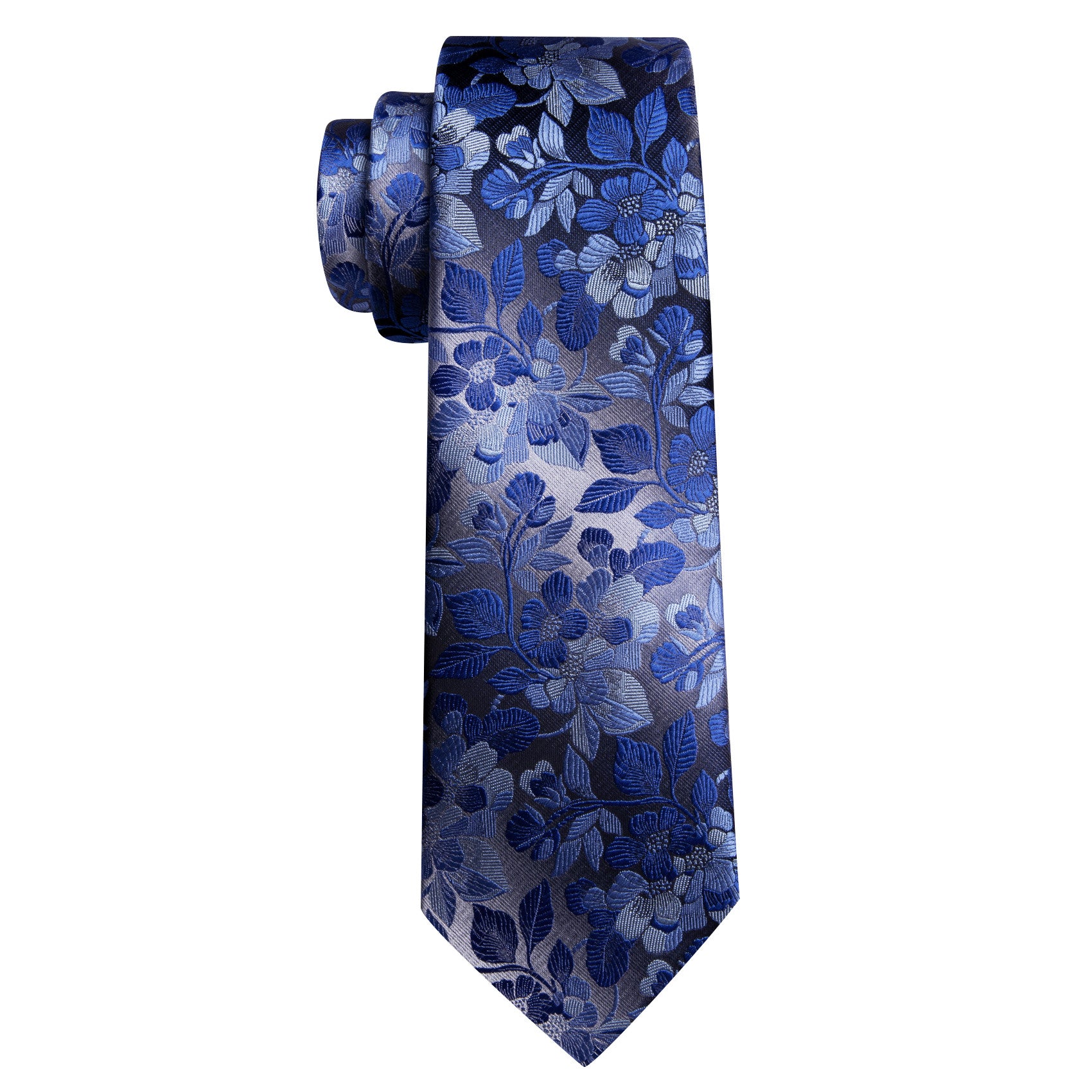 Barry. Wang Floral Necktie Royal Blue Silk Tie Pocket Square Cufflinks Set