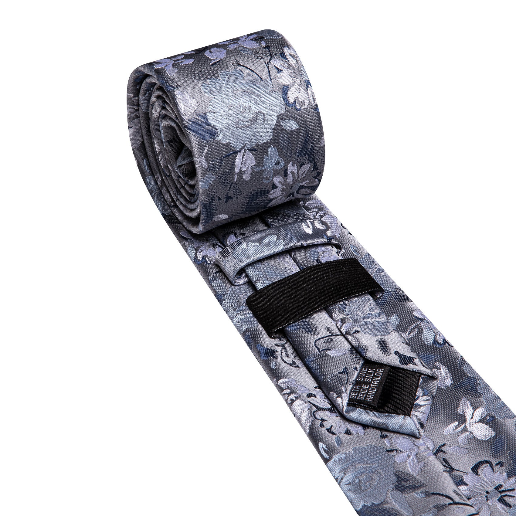 Barry. Wang Floral Tie Ice Blue Silk Necktie Hanky Cufflinks Set