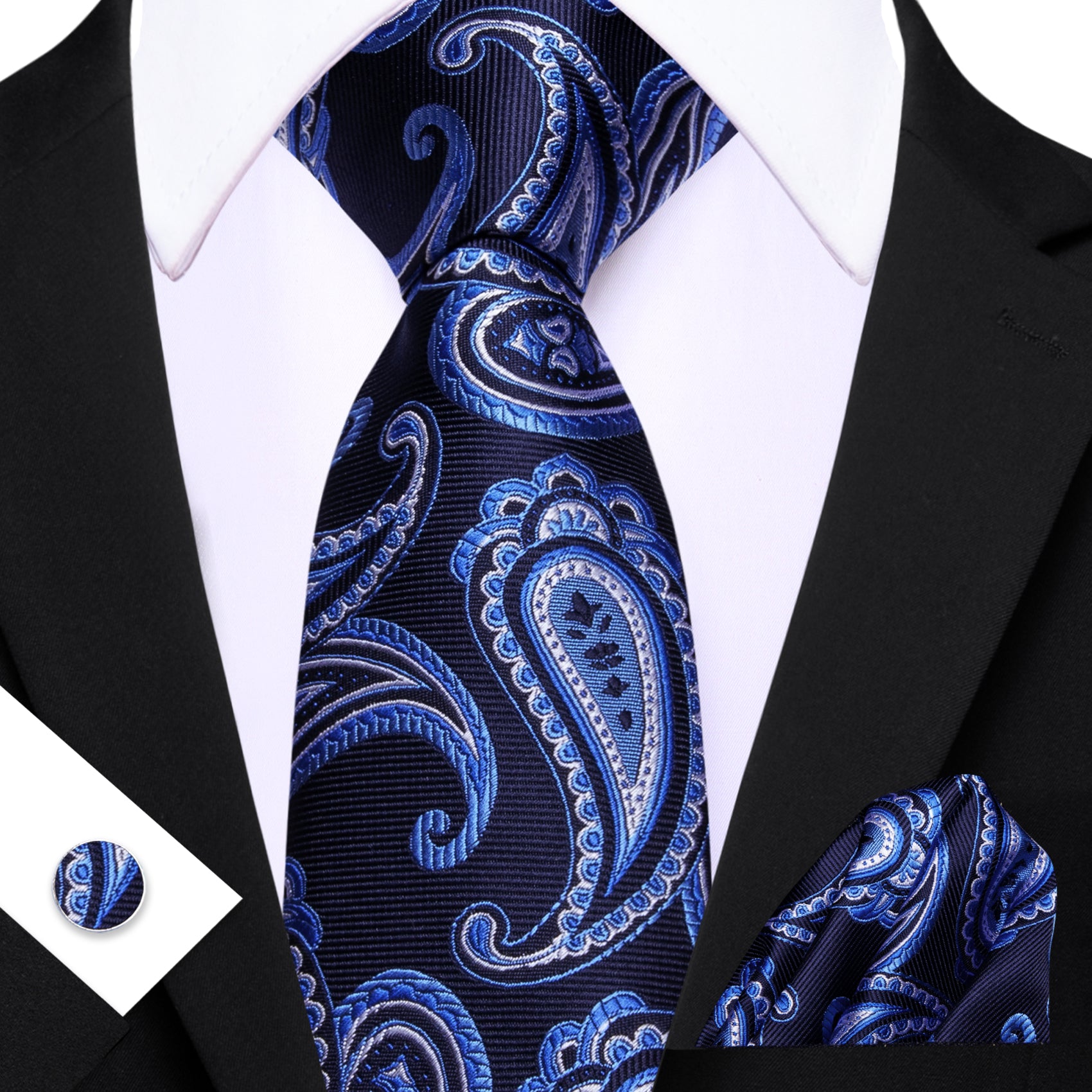 dark ble paisley tie