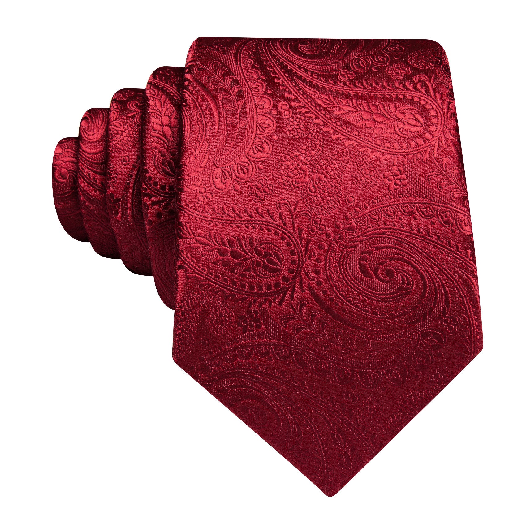 Barry. Wang Burgundy Tie Paisley Silk Mens Tie Pocket Square Cufflinks Set