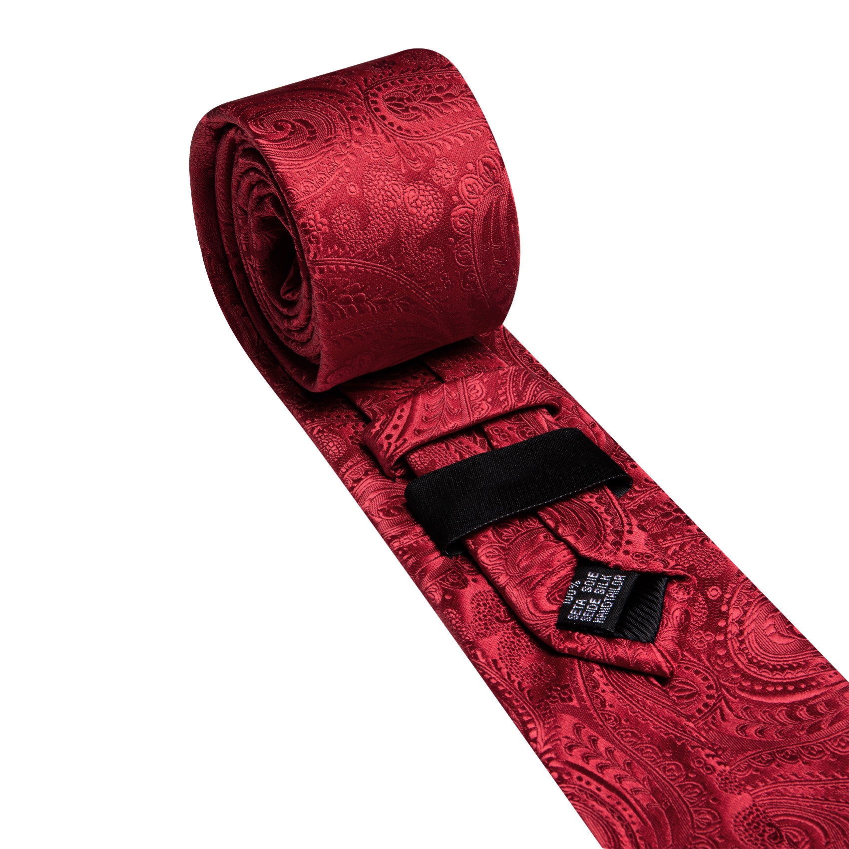 Barry. Wang Burgundy Tie Paisley Silk Mens Tie Pocket Square Cufflinks Set